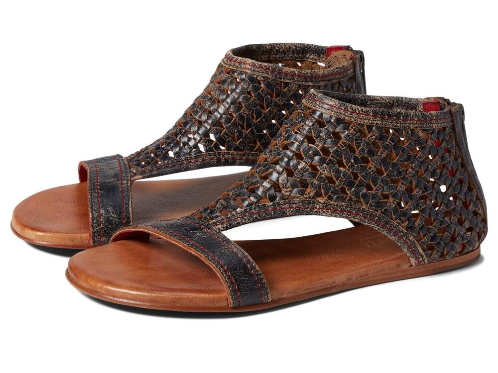 BED|STU Kimberly Black Lux Leather Strappy Women's Sandals Black Size 6.5